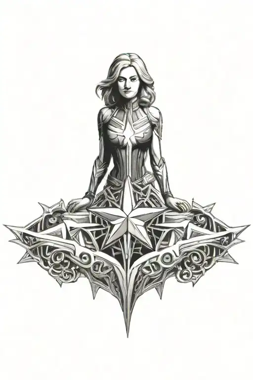Incorporate Captain Marvel's symbol into sternum tattoo that goes under each breast tattoo design idea