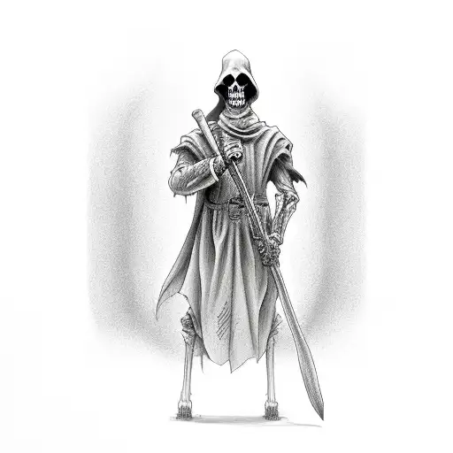 grim reaper in mirror tattoo design idea