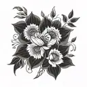 combine simple and easy with a few wild flowers and something meaningful  tattoo design idea