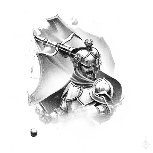 crusader fighiting  tattoo design idea
