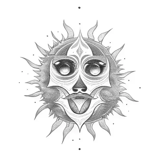 sun, moon and waves  tattoo design idea