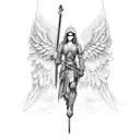 guardian angel and sword tattoo design idea