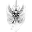 guardian angel and sword tattoo design idea