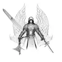 guardian angel and sword tattoo design idea