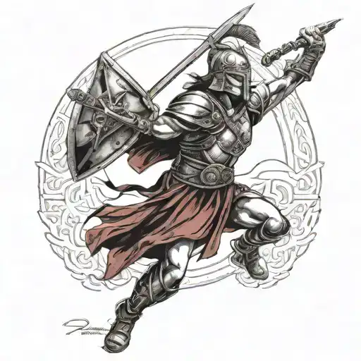 bisexual proud Woman Gladiator tattoo design idea