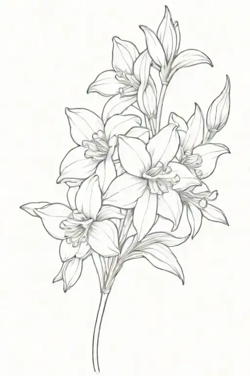 daffodil and lily of the valley flowers intertwined tattoo design idea