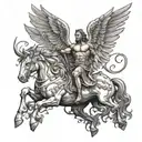 Rebellion on Mount Olympus of the Phoenix, the Chimera, Hercules, Bellerophon riding Pegasus, Icarus, the Lernaean Hydra tattoo design idea