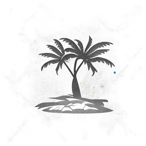 Puerto Rico Flag, palm trees, cobblestone, ocean tattoo design idea