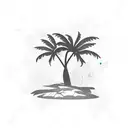 Puerto Rico Flag, palm trees, cobblestone, ocean tattoo design idea