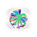 Puerto Rico Flag, palm trees, cobblestone, ocean tattoo design idea