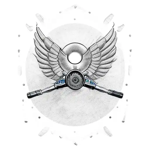 winged wheel  with motorcycle  tattoo design idea