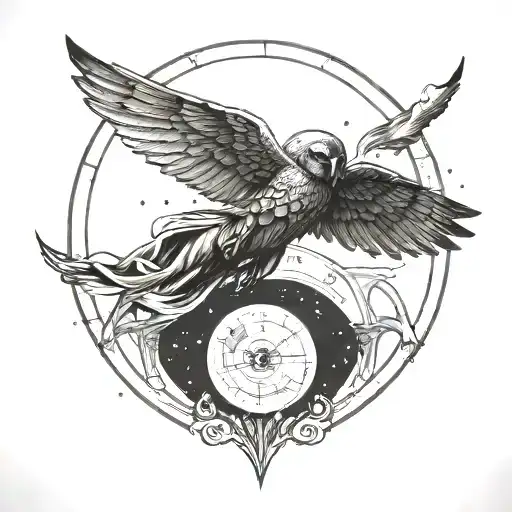 A tattoo inspired by the Fall of Icarus incorporating moon phases and star wars elements tattoo design idea