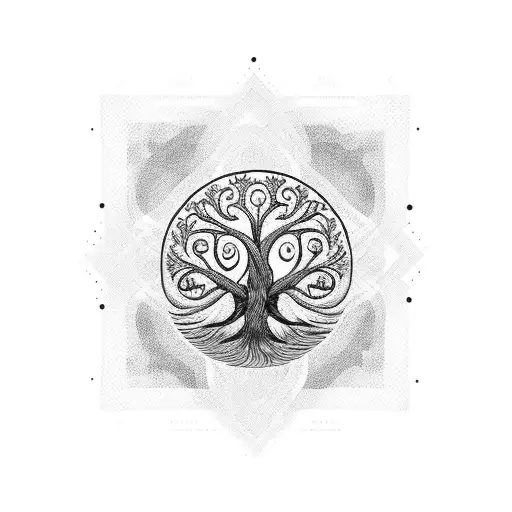 tree of life merged with an ace tattoo design idea