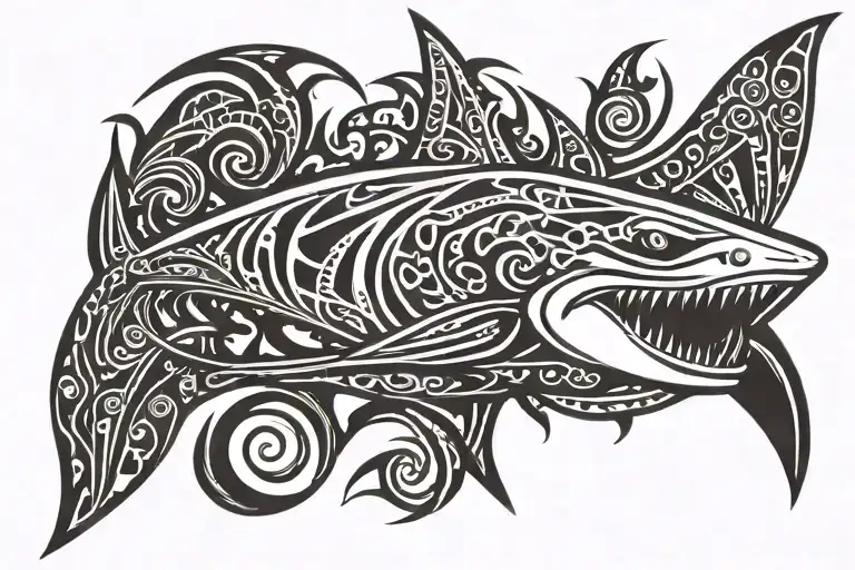 Hammerhead shark swimming tattoo design idea