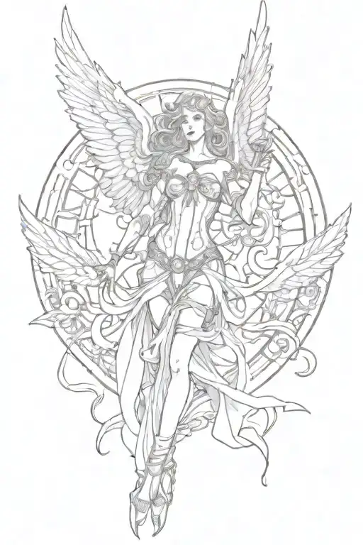 BEAUTIFUL ART NOUVEAU STYLE ANGEL IN MAGIC THE GATHERING  tattoo design idea