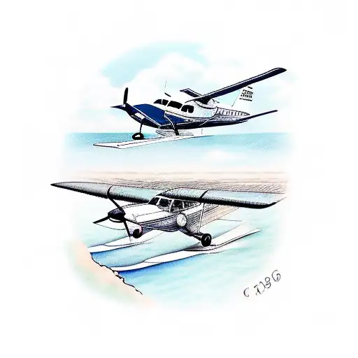 cessna 208B skydiving configuration that crashed on the beach with the tail number N80GE tattoo design idea