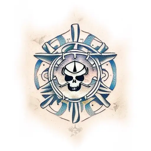 pirate ship with serenity prayer  tattoo design idea