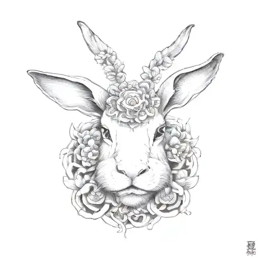 chinese zodiac ox and rabbit tattoo design idea
