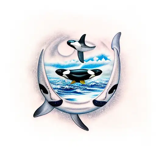 orca with blue eyes tattoo design idea