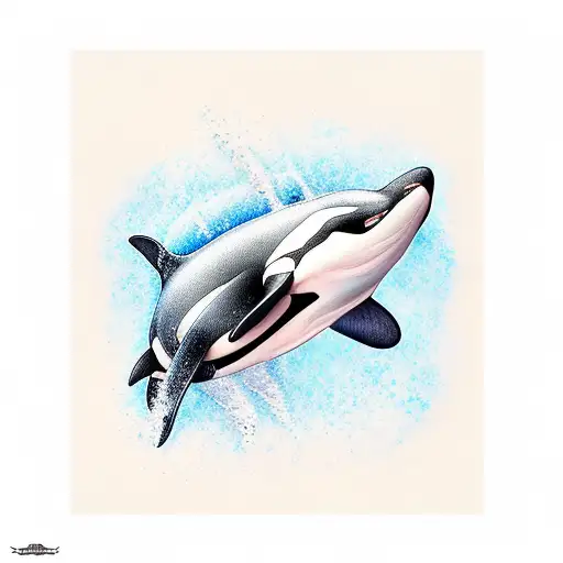 orca with blue eyes tattoo design idea