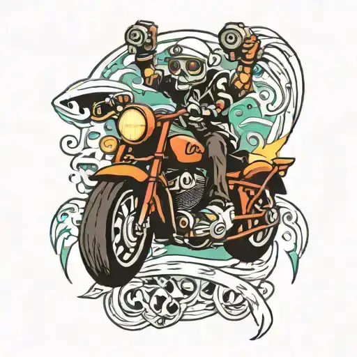 Motorcyle and soul eater tattoo design idea