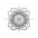 An intricate blueprint of a civil engineering structure with money symbols incorporated into the design tattoo design idea