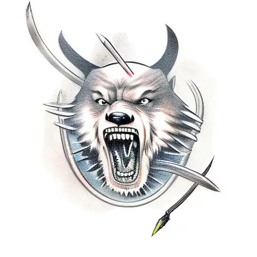 A realistic tattoo of a wolverine hunting its prey in a traditional style tattoo design idea