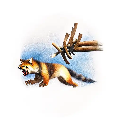 A realistic tattoo of a wolverine hunting its prey in a traditional style tattoo design idea