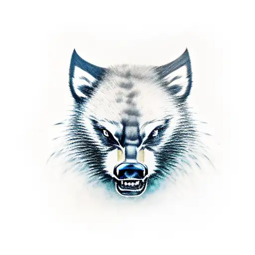 A realistic portrait of a wolverine in a new-school style tattoo design idea