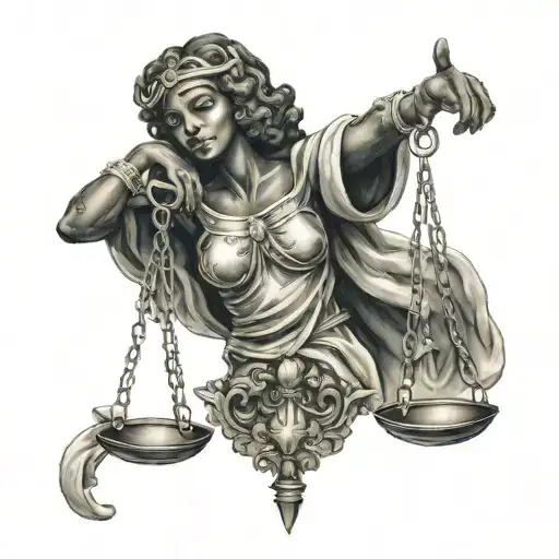black woman libra lady justice  tattoo design idea