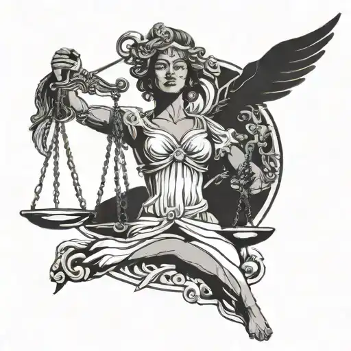 black woman libra lady justice tattoo design idea