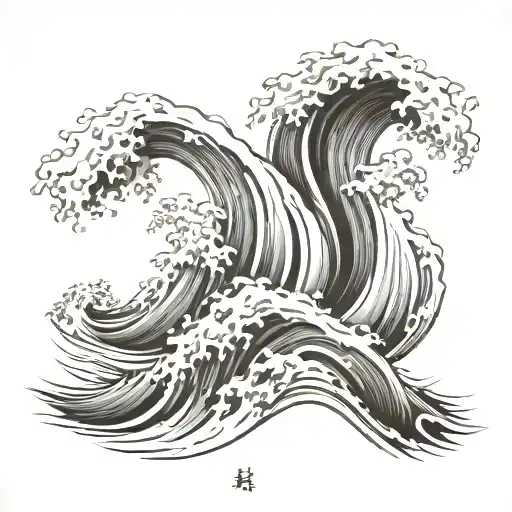 Japanese  waves  tattoo design idea