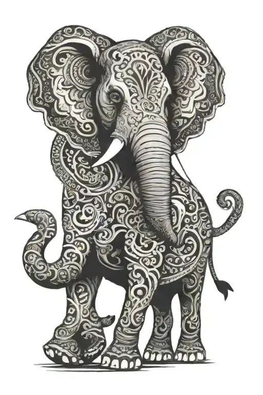 ELEPHANT WITH TRUNK UP tattoo design idea