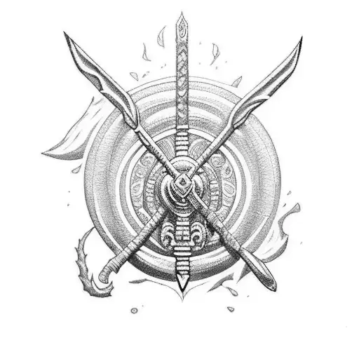 mayan dragon ball z sword tattoo design idea