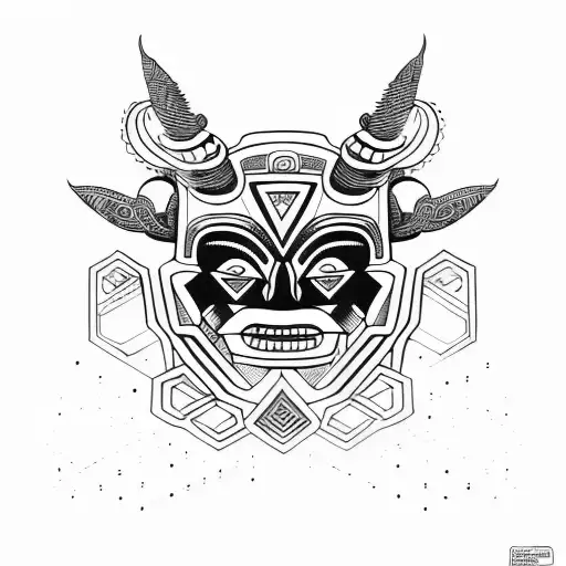 mayan mask tattoo design idea