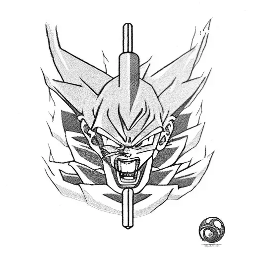 mayan dragon ball z sword tattoo design idea