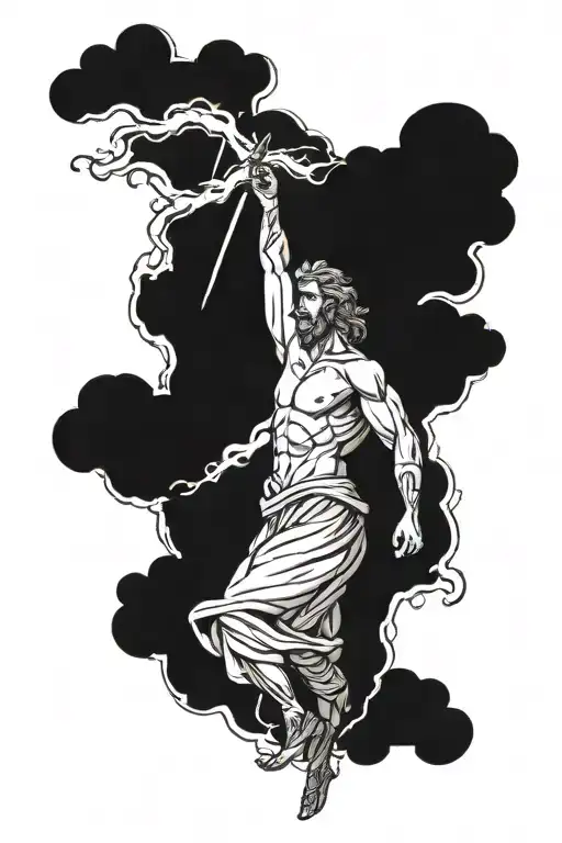 Zeus holding a lightning bolt tattoo design idea