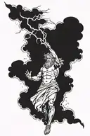Zeus holding a lightning bolt tattoo design idea