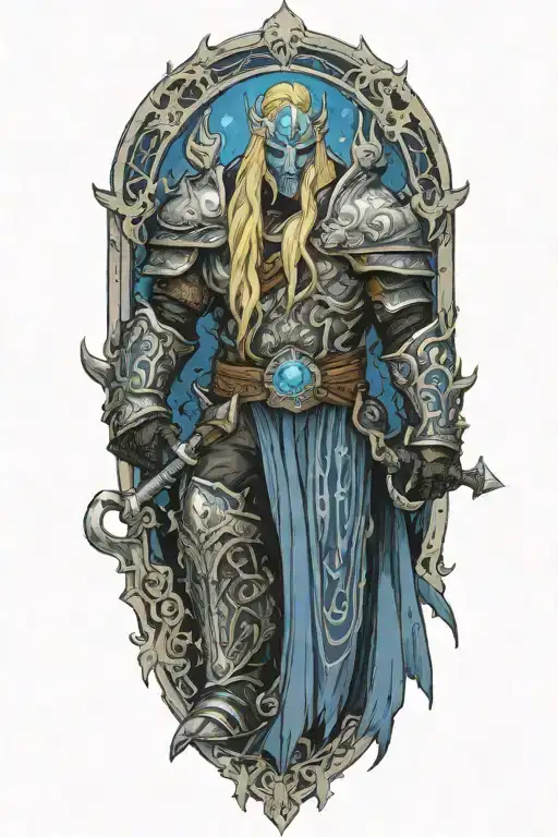 Arthas menethil (the Lich King), as a horseman looking himself tattoo design idea