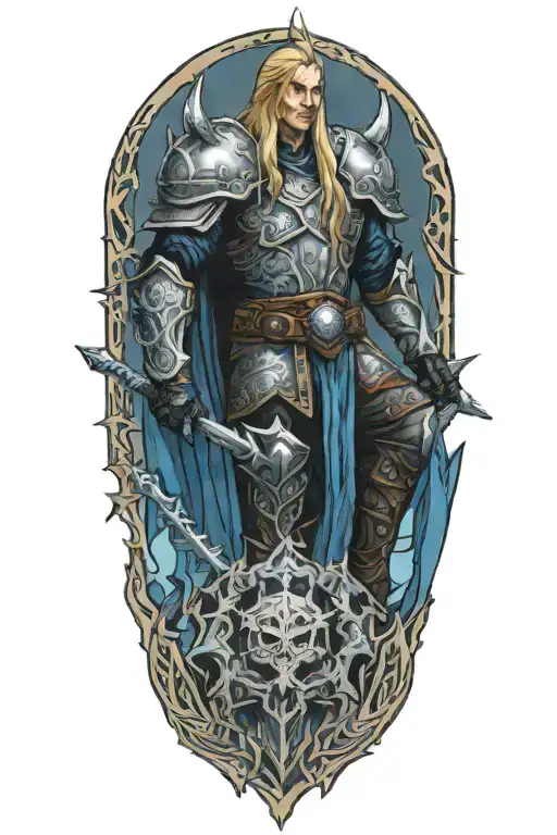 Arthas menethil (the Lich King), as a horseman looking himself tattoo design idea