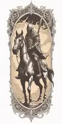 the Lich King and Witch King of Angmar and Darth Revan, and soul of cinder as the four horsemen colorful tattoo design idea