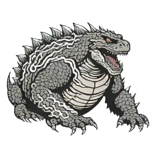 godzilla trapped tattoo design idea