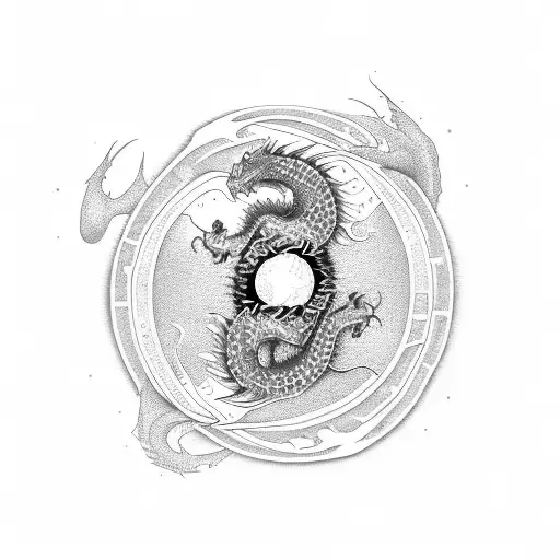A dragon and a stethoscope forming a yin and yang symbol tattoo design idea