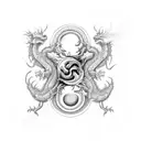 A dragon and a stethoscope forming a yin and yang symbol tattoo design idea