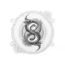 A dragon and a stethoscope forming a yin and yang symbol tattoo design idea