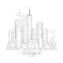Design a tattoo featuring Detroit skyline and hip hop lyrics intertwined tattoo design idea