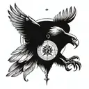 compass and eagle tattoo design idea