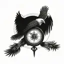 compass and eagle tattoo design idea