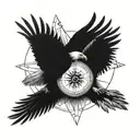 compass and eagle tattoo design idea