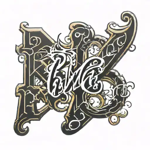  Cat's paw, heartbeat, initial letters K M N tattoo design idea